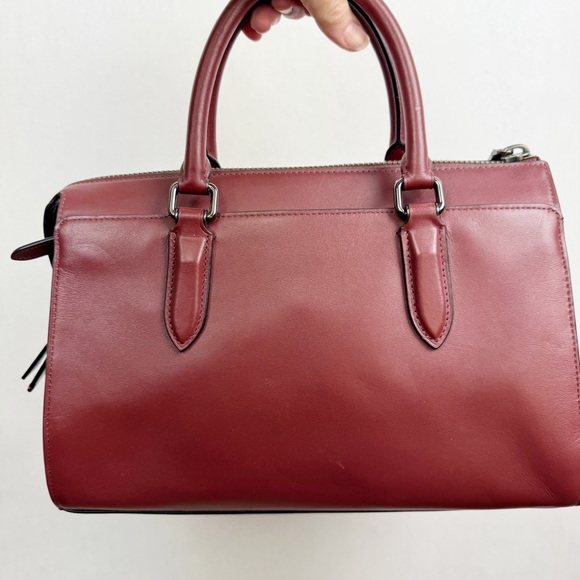 Coach x Selena Gomez Bond Satchel Crystal Embellishment Burgundy Handbag - Picture 2 of 8